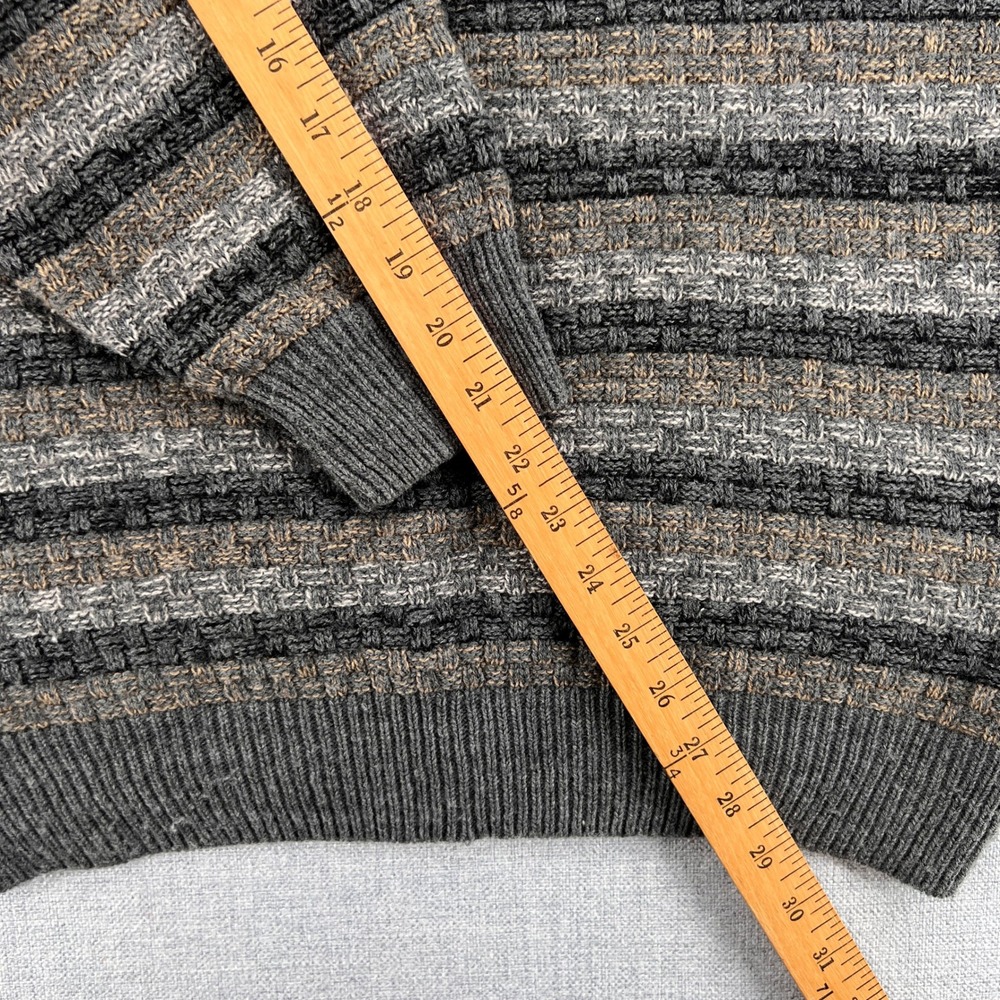 VTG 90s Munsingwear Striped Knit Sweater Men Large Gray Brown Grandpa Cozy Retro - Picture 8 of 9